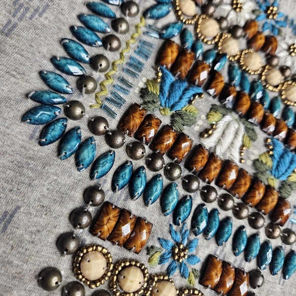 Double D Ranch Western Mountain Wear Women's Size XS Beaded Aztec Print Shirt - Picture 5 of 11